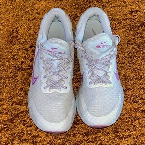 Nike Renew White and Purple Athletic Shoes